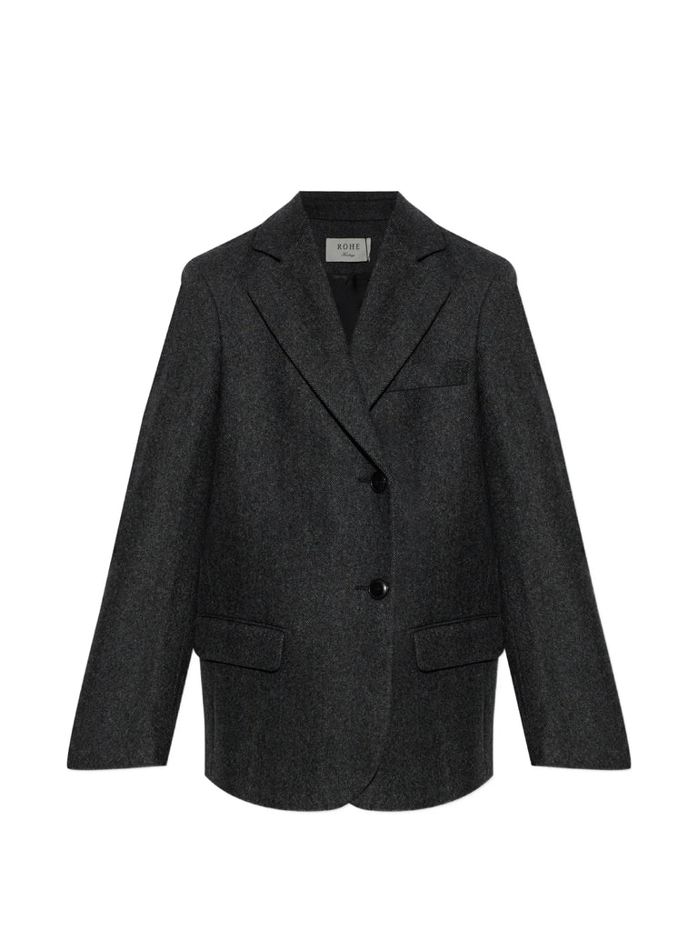 double-breasted herringbone blazer