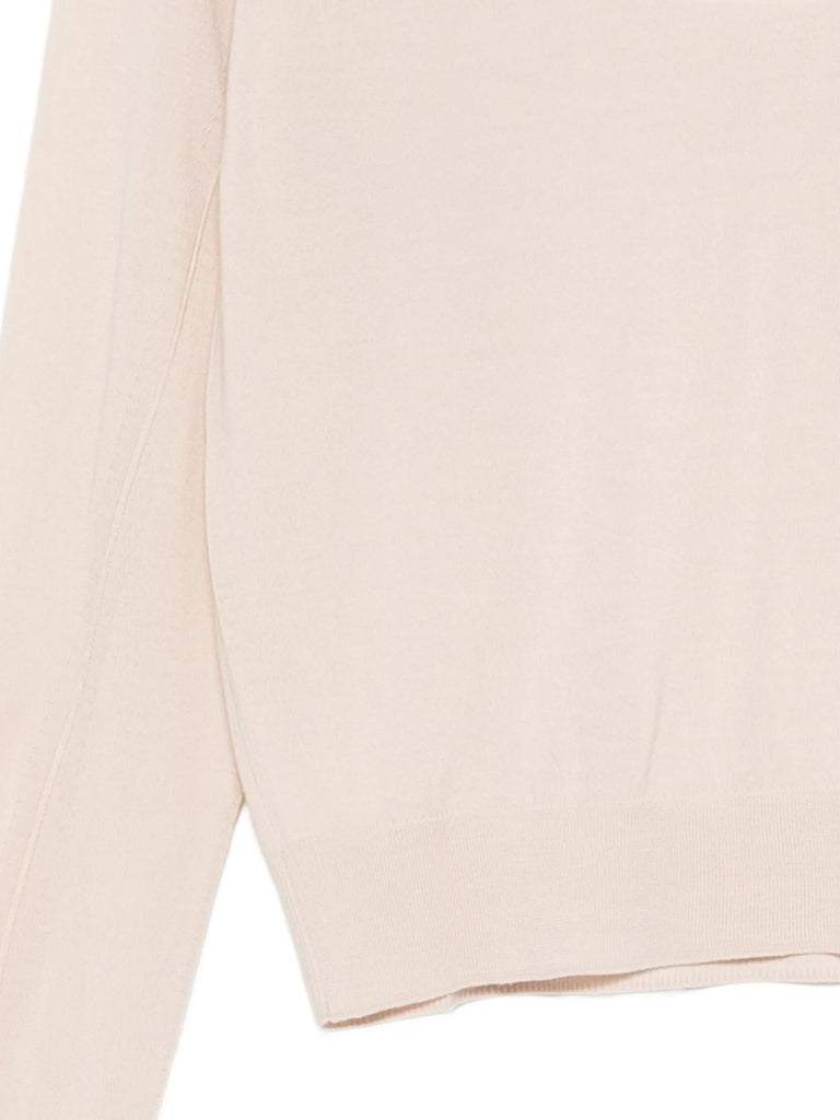 Polo-collar long-sleeve wool T-shirt