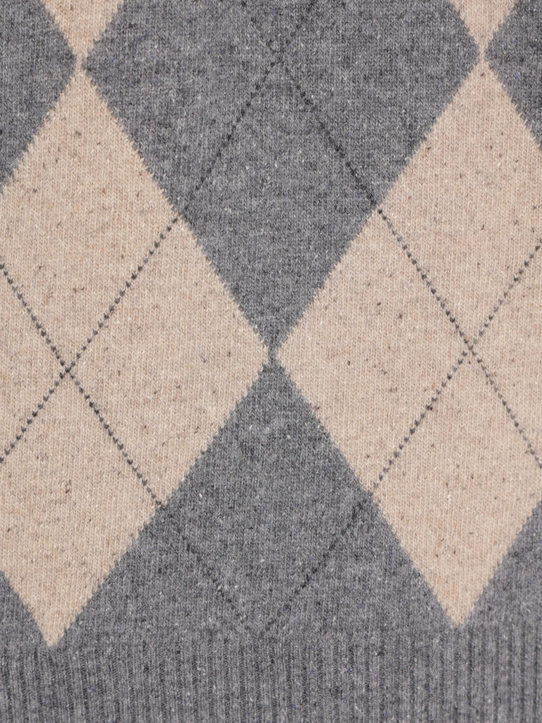 argyle-check long-sleeve sweater