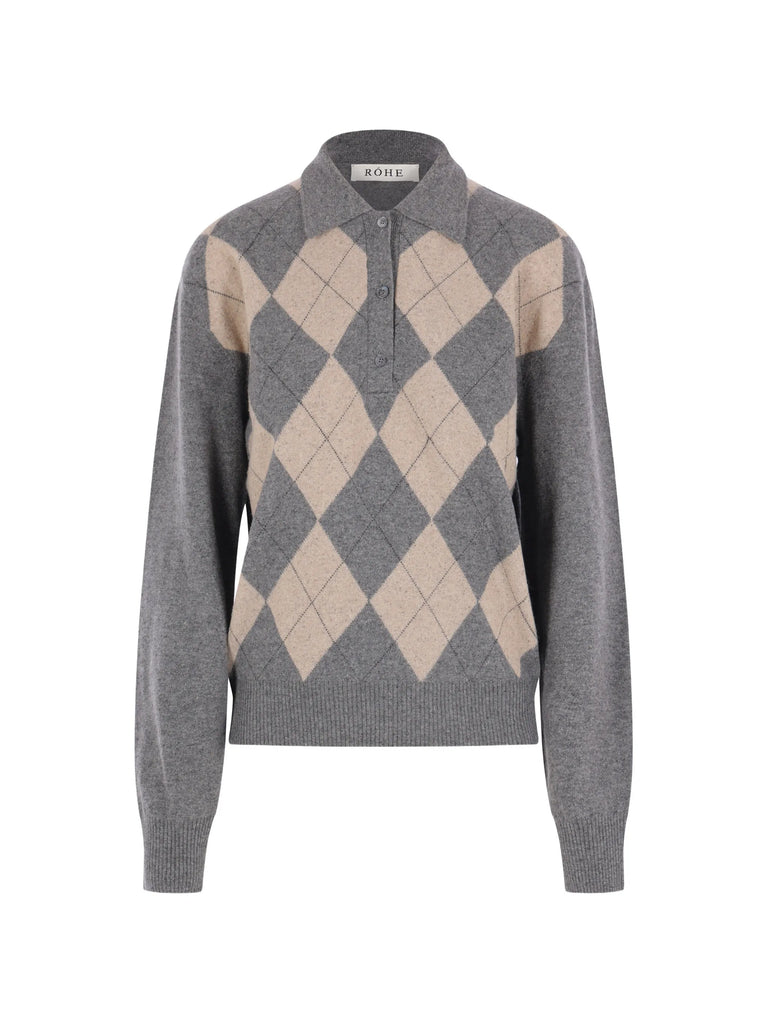 argyle-check long-sleeve sweater