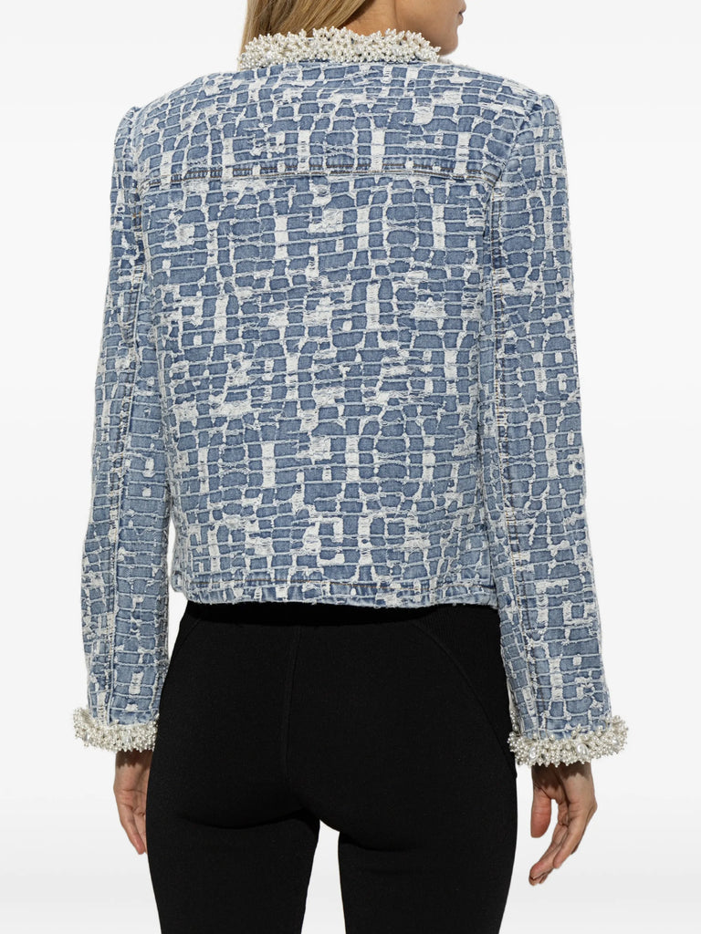 blue textured denim jacket
