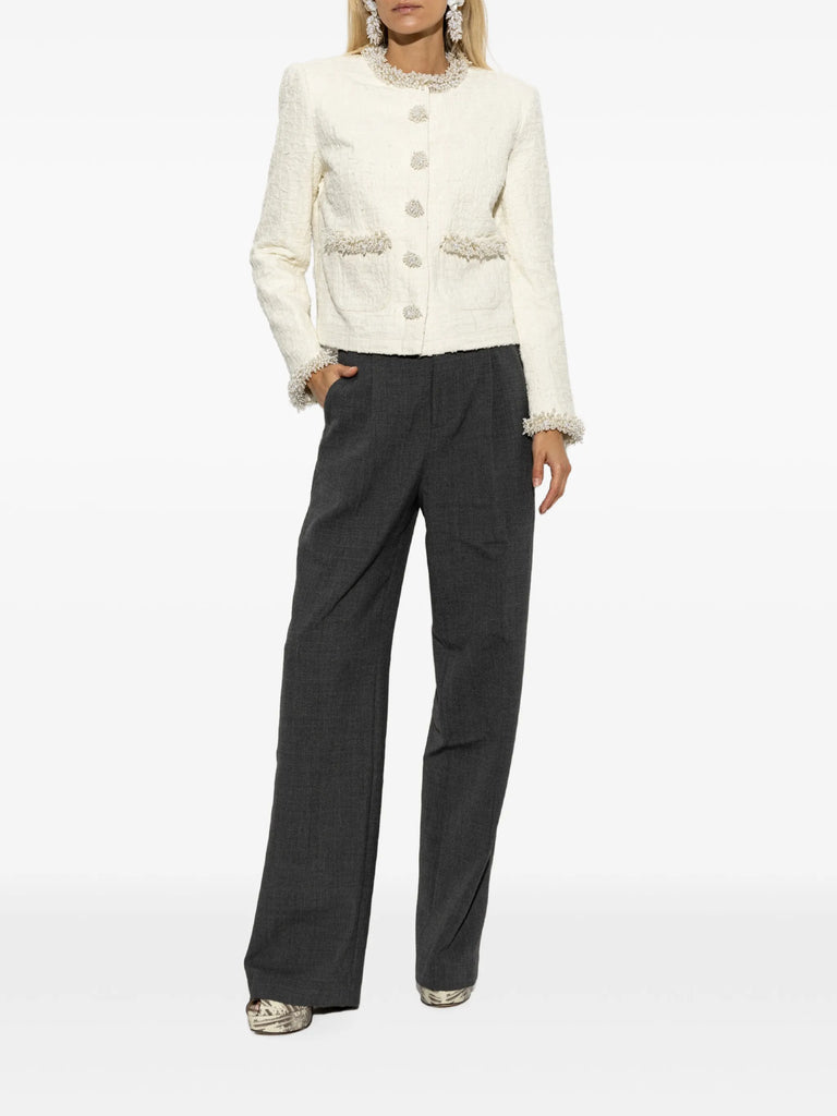 cream textured denim jacket