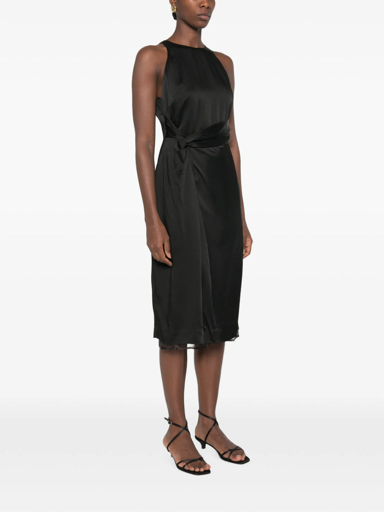 Twist-detail sleeveless midi dress