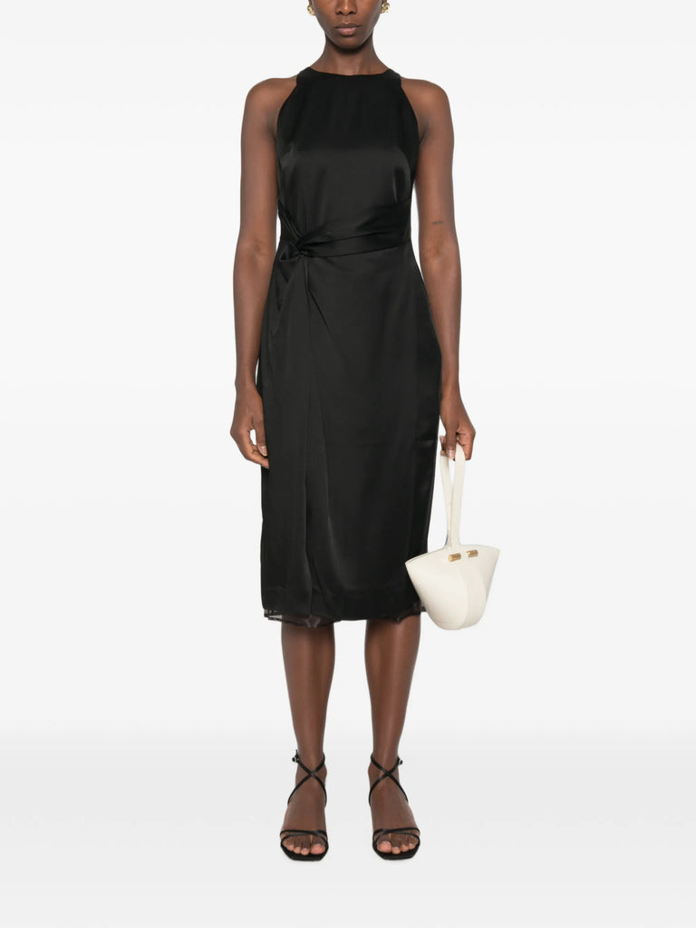 Twist-detail sleeveless midi dress