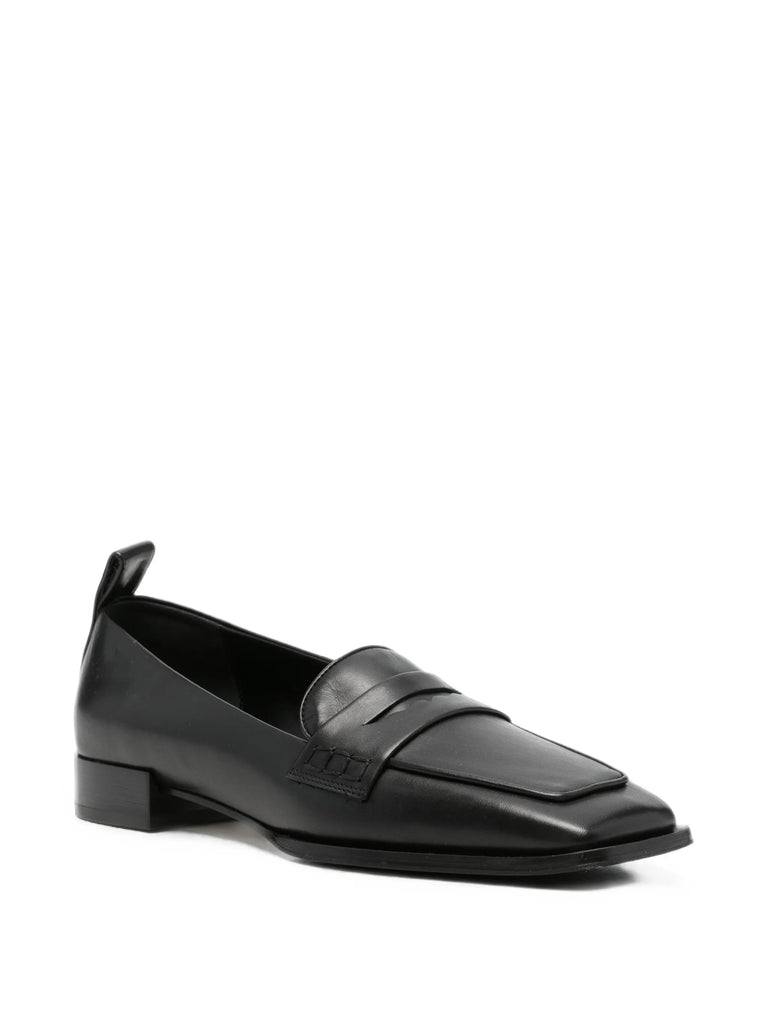 square-toe leather loafers