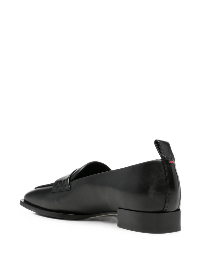square-toe leather loafers