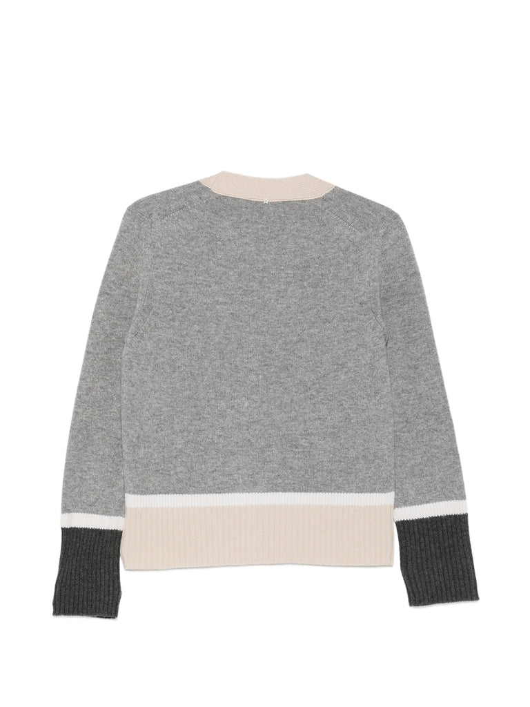 Colour-block button-up cardigan
