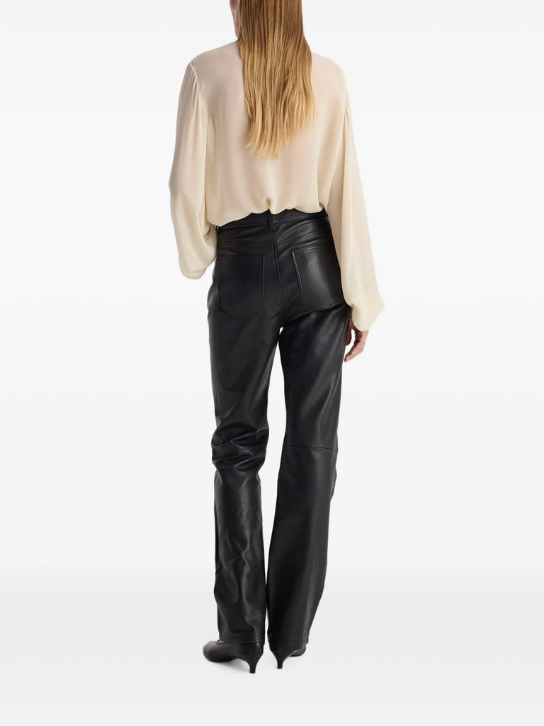 Pleated silk sheer blouse