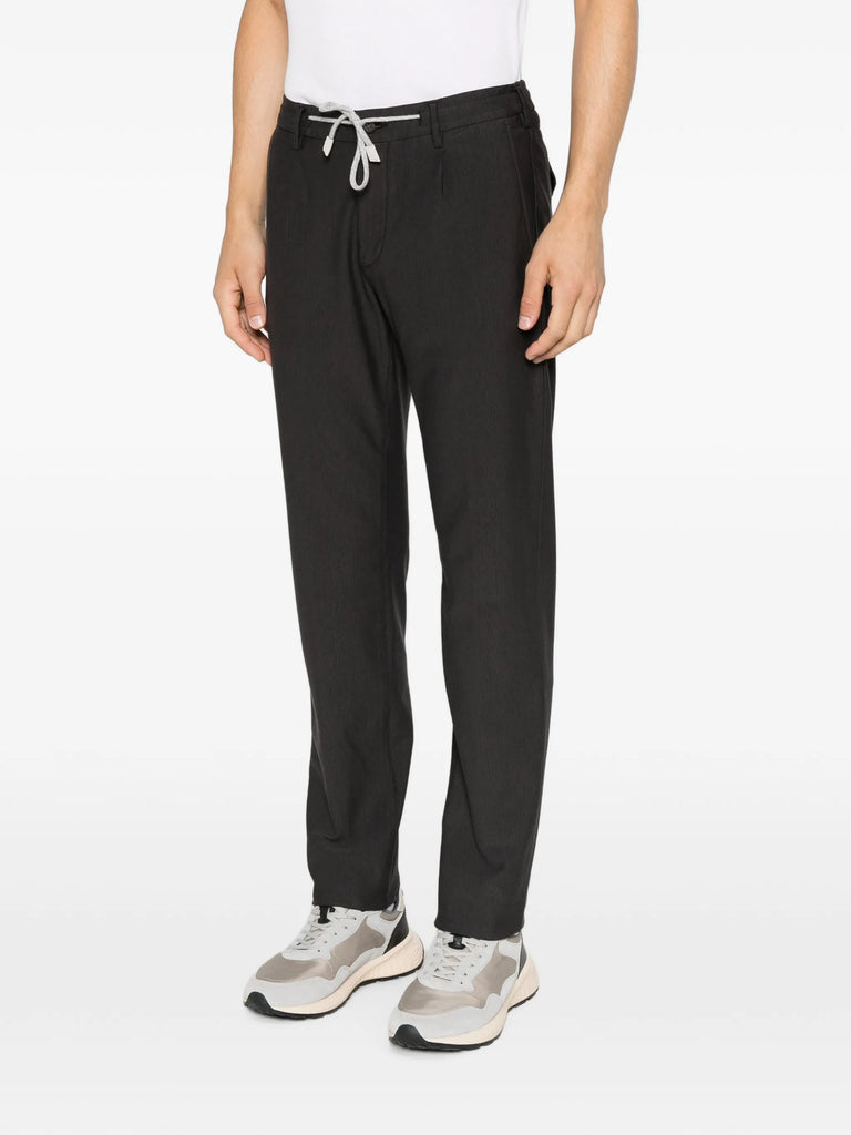 drawstring-waist straight-leg trousers