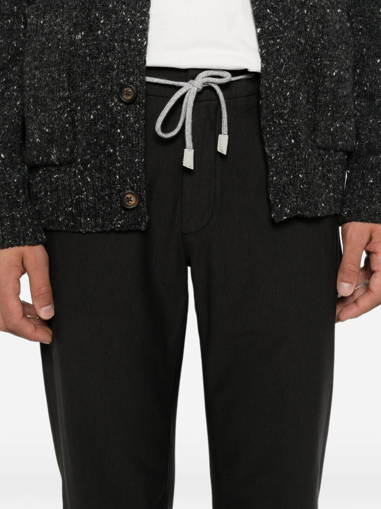 drawstring-waist straight-leg trousers