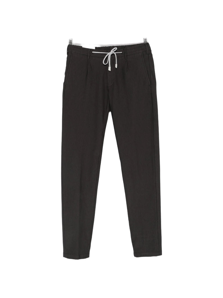drawstring-waist straight-leg trousers