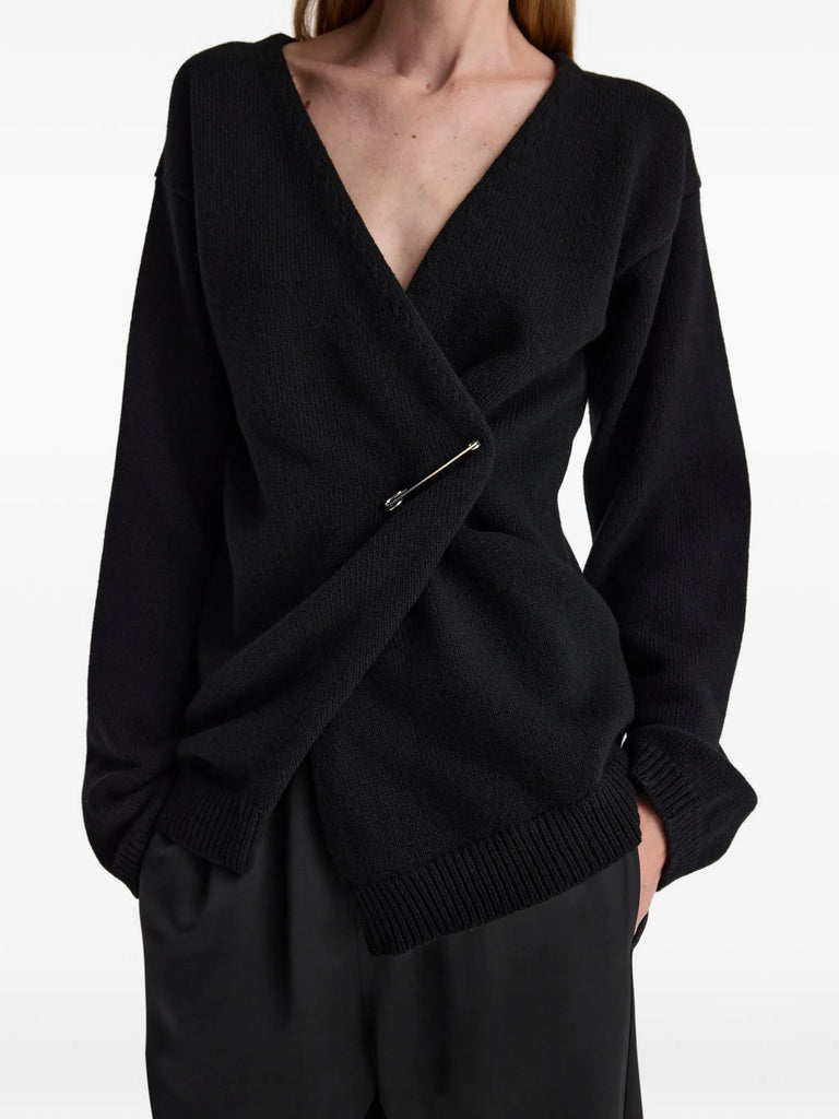 Off-shoulder wrap cardigan