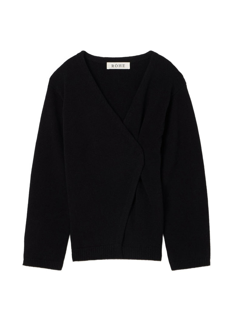 Off-shoulder wrap cardigan