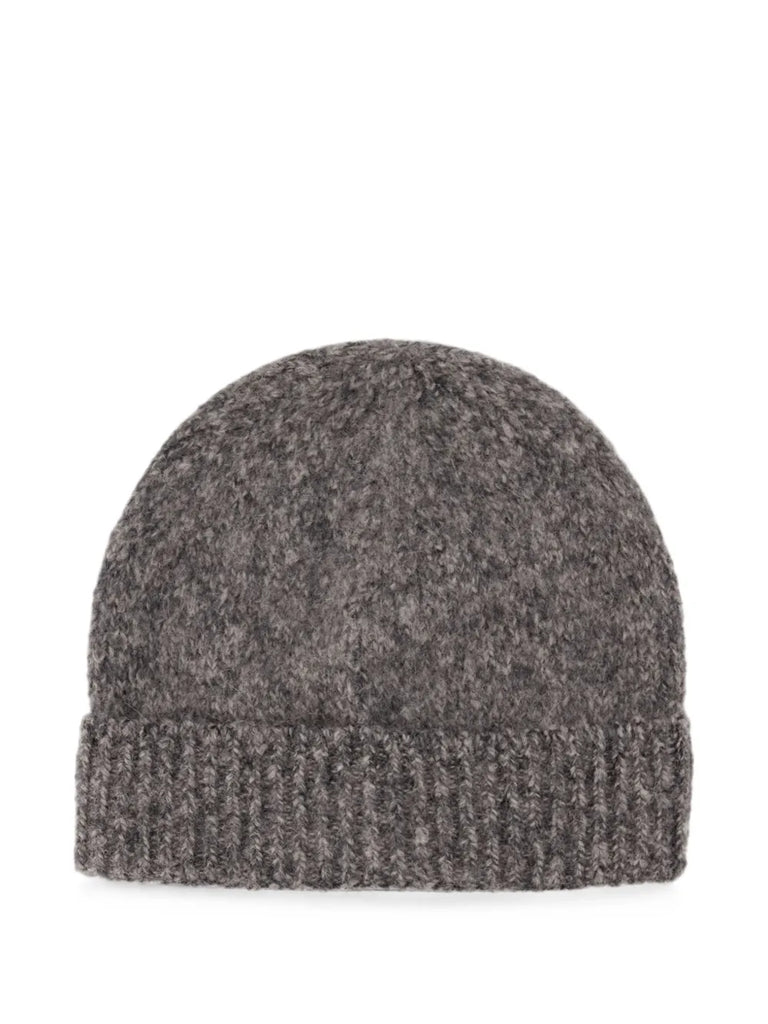 fuzzy-knit wool beanie hat