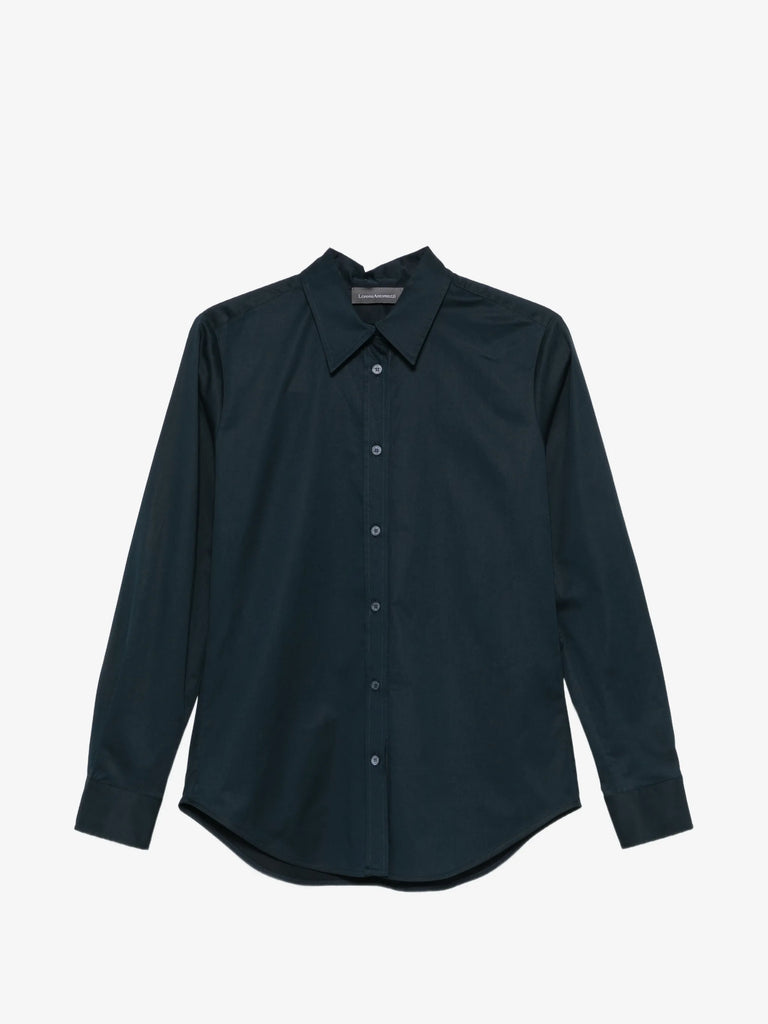 star-detail curved-hem shirt