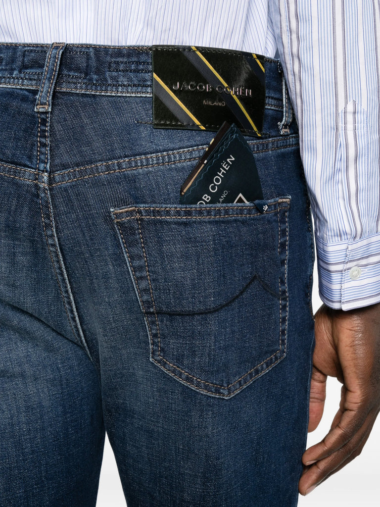 faded straight-leg jeans