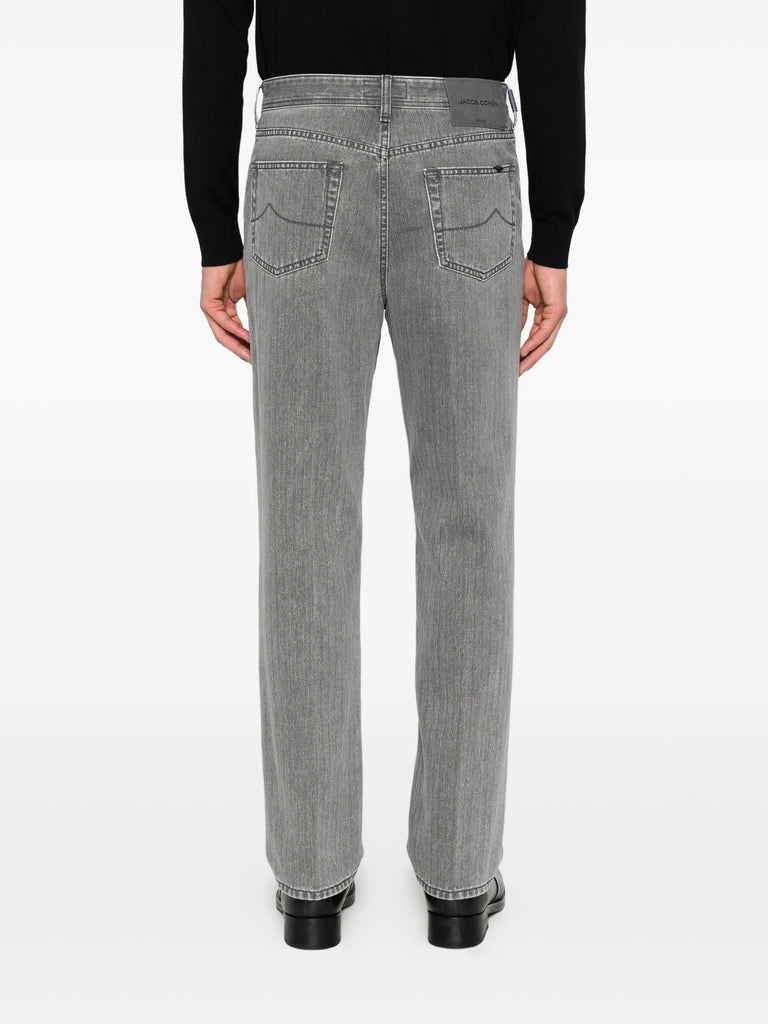 herringbone-pattern jeans