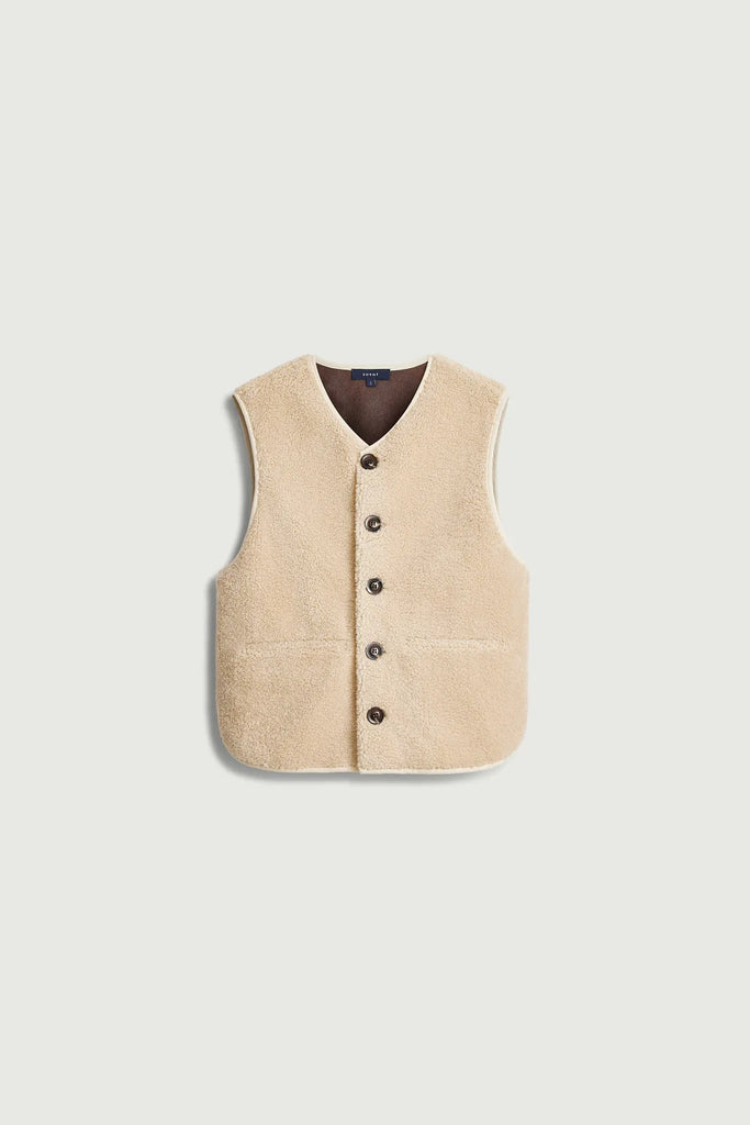 V-neck faux-shearling vest