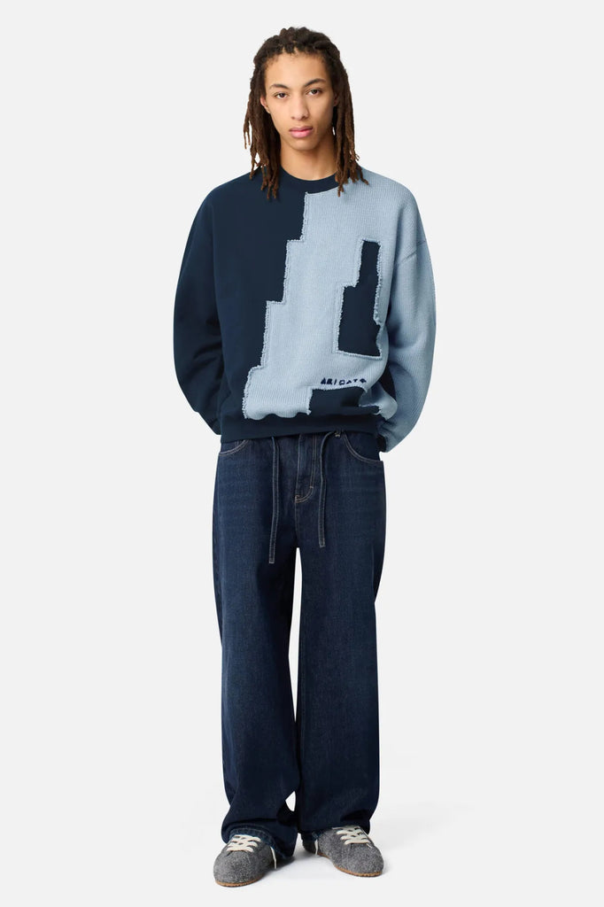 panelled frayed sweatshirt