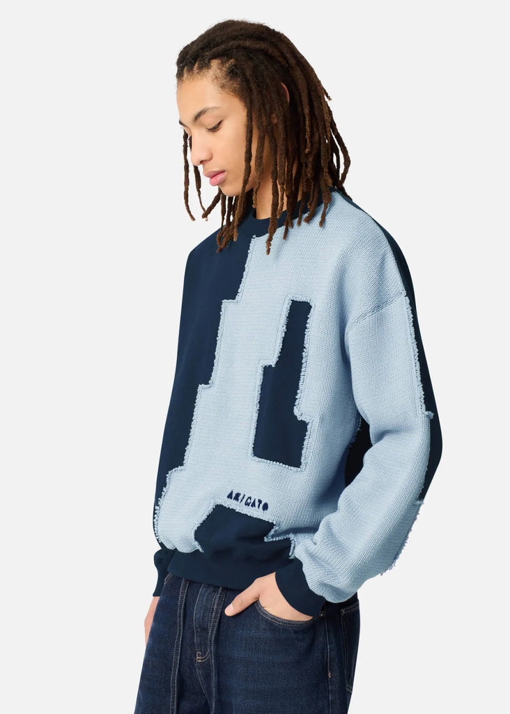panelled frayed sweatshirt