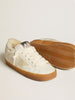 Super-Star in white nappa with suede star