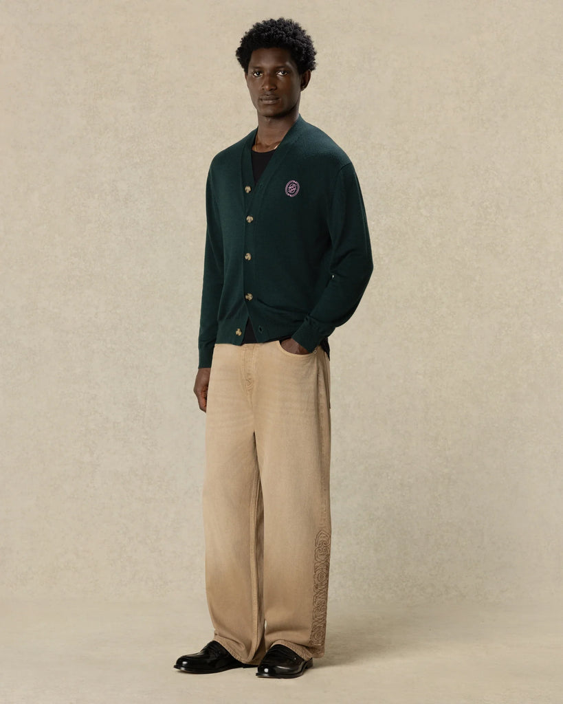 logo-embroidered cardigan