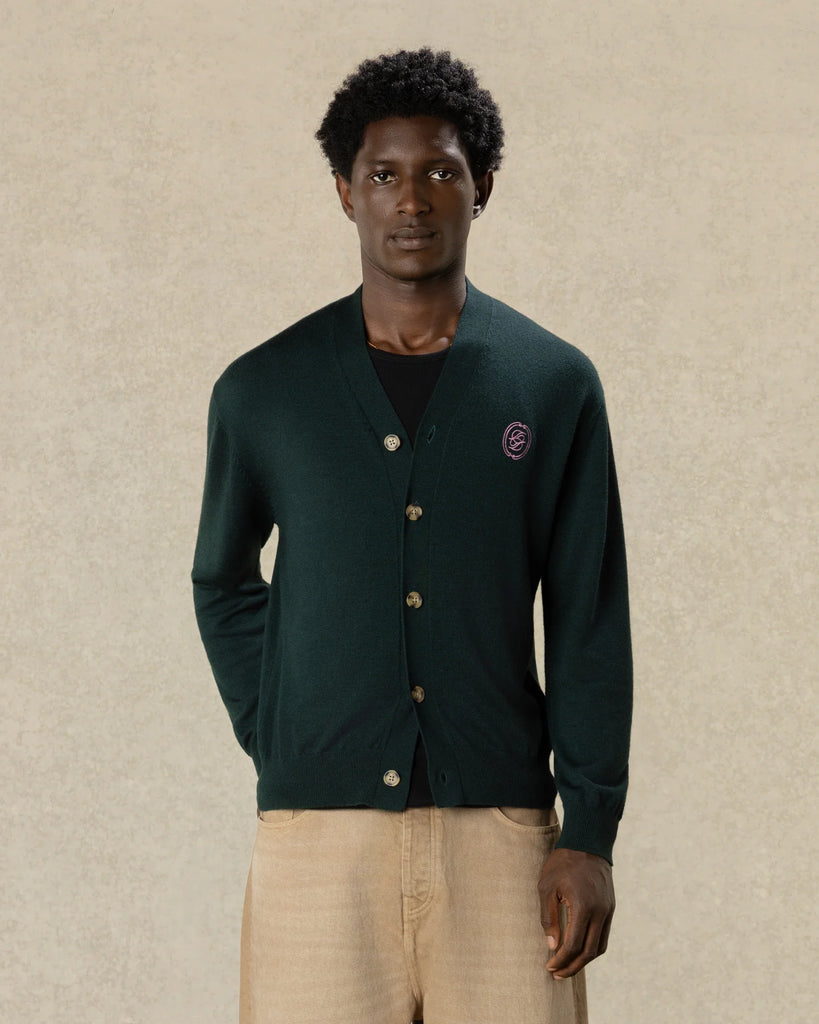 logo-embroidered cardigan