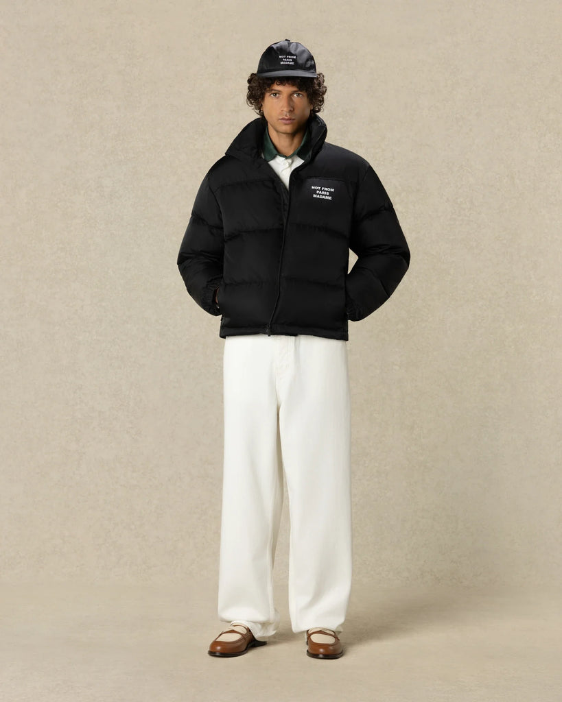 slogan-print padded jacket