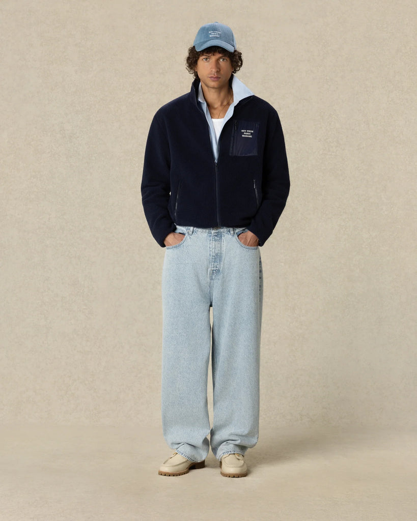slogan fleece jacket