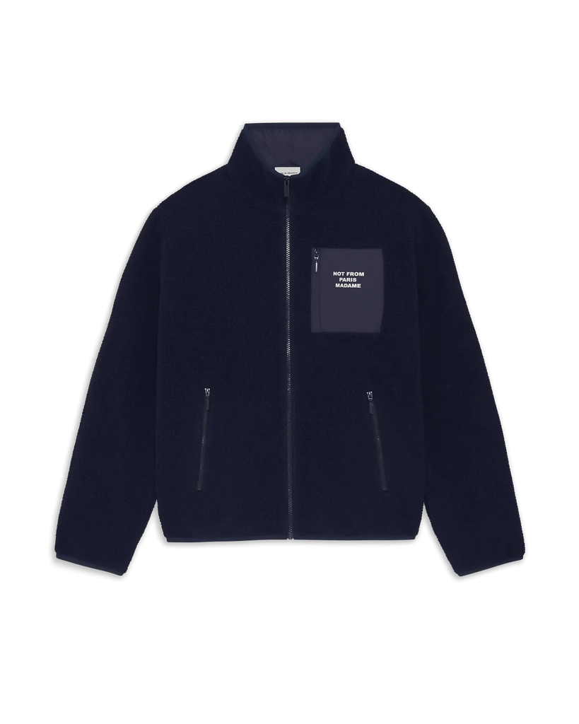 slogan fleece jacket