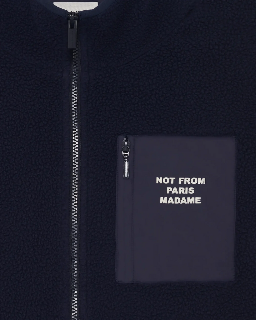 slogan fleece jacket
