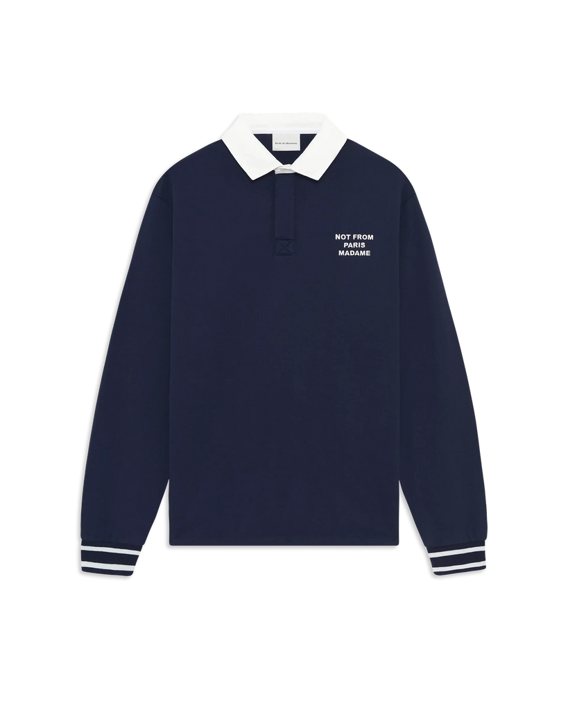 slogan-print long-sleeved polo shirt