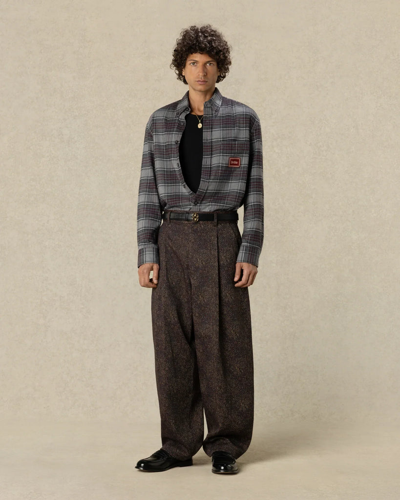 check-pattern logo-patch shirt