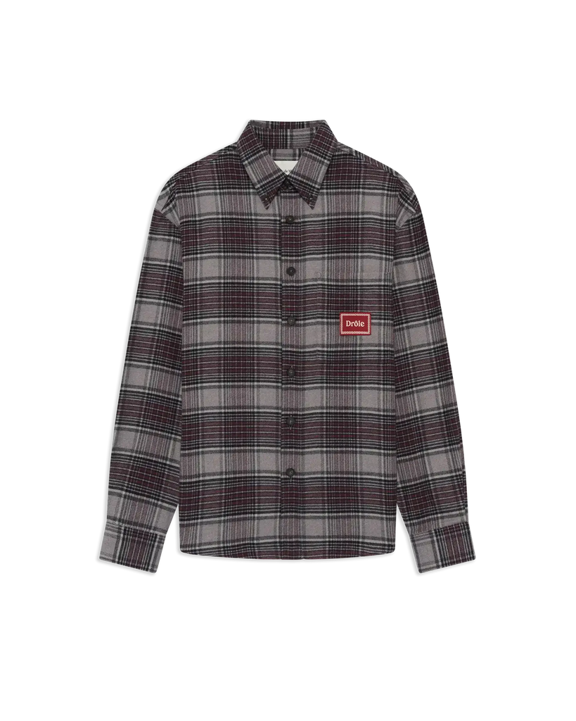 check-pattern logo-patch shirt