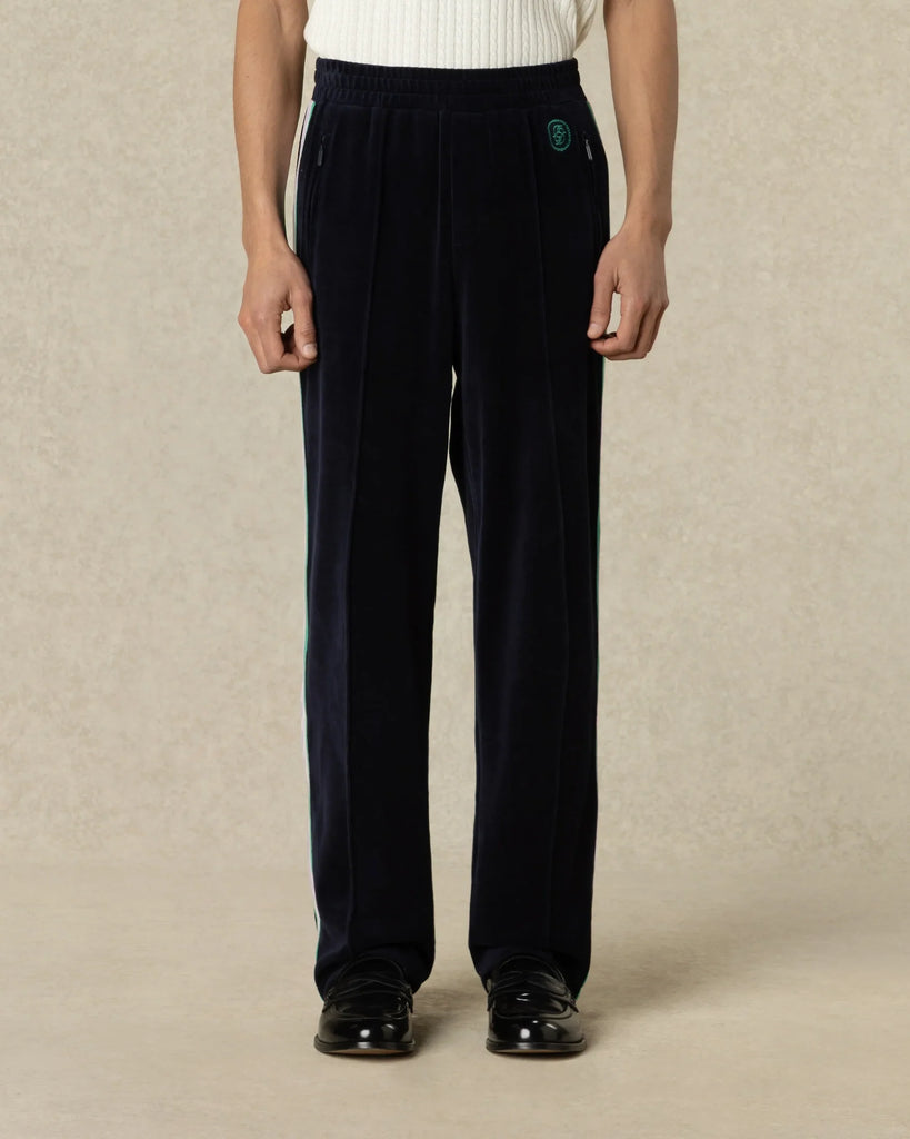 velvet side-stripe track pants