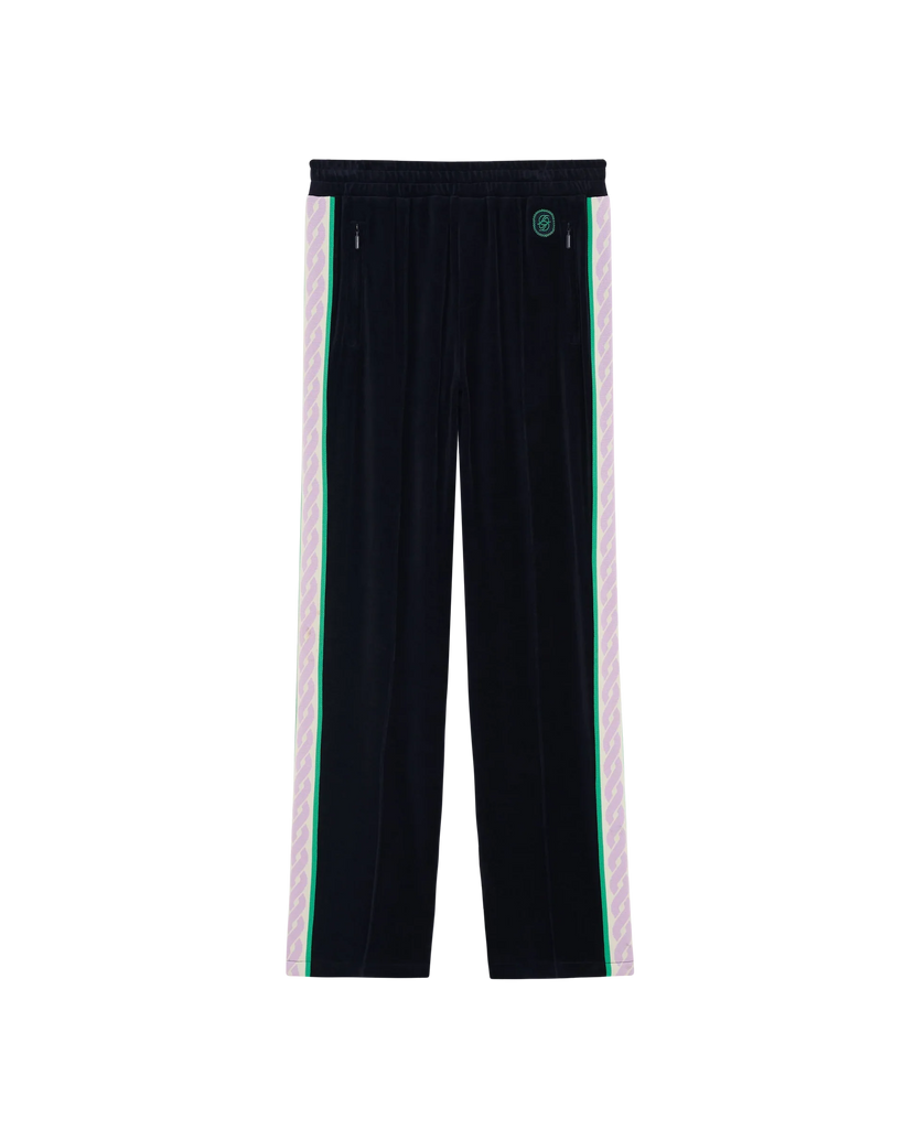 velvet side-stripe track pants