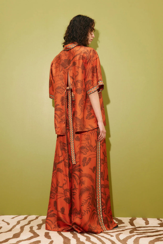 monkey dance silk palazzo pant
