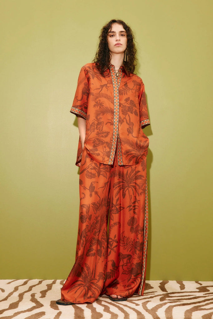 monkey dance silk palazzo pant