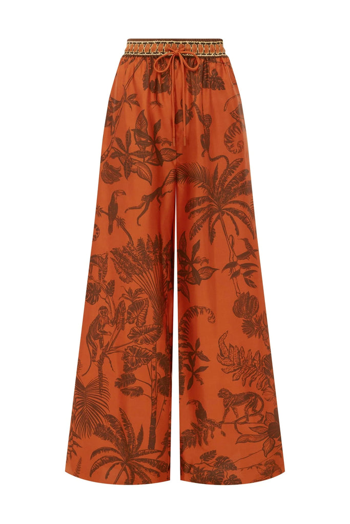 monkey dance silk palazzo pant