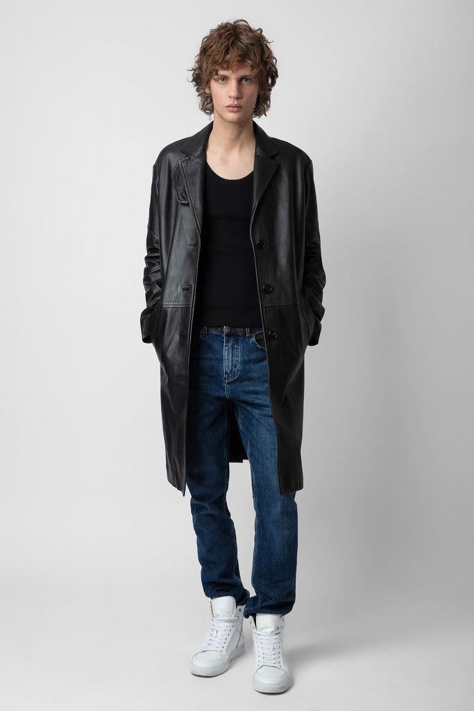 Macari buttoned leather coat