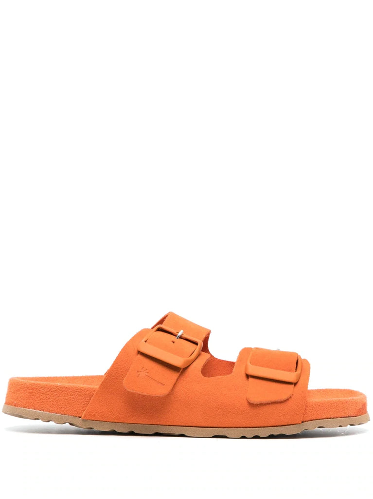 Manebi double-strap flat slides