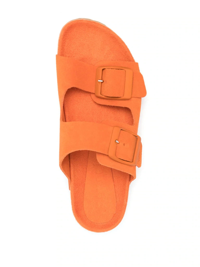 Manebi double-strap flat slides