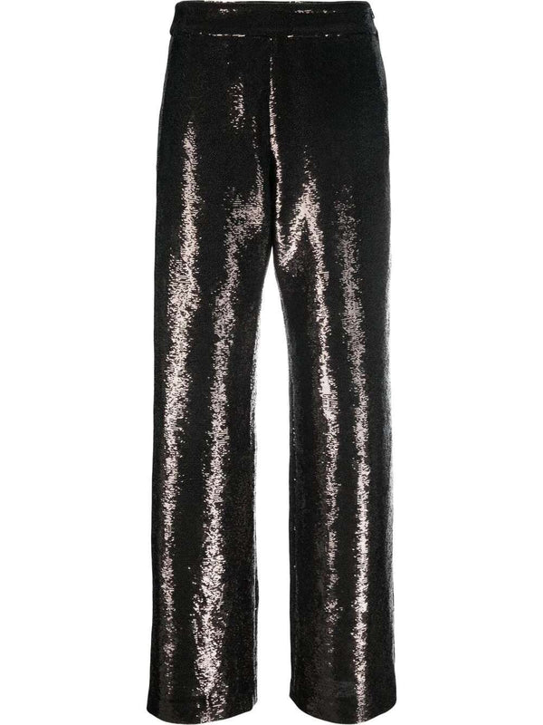 Wide-leg sequin-embellished trousers