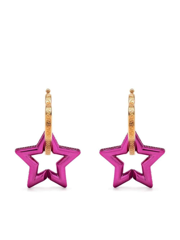 Heart star drop-hoop earring