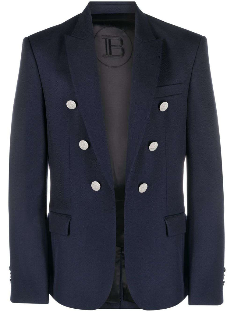 Zweireihiger Blazer mit geprägten Knöpfen 