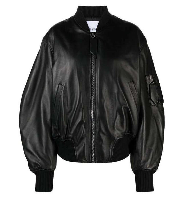 Leather bomber jacket